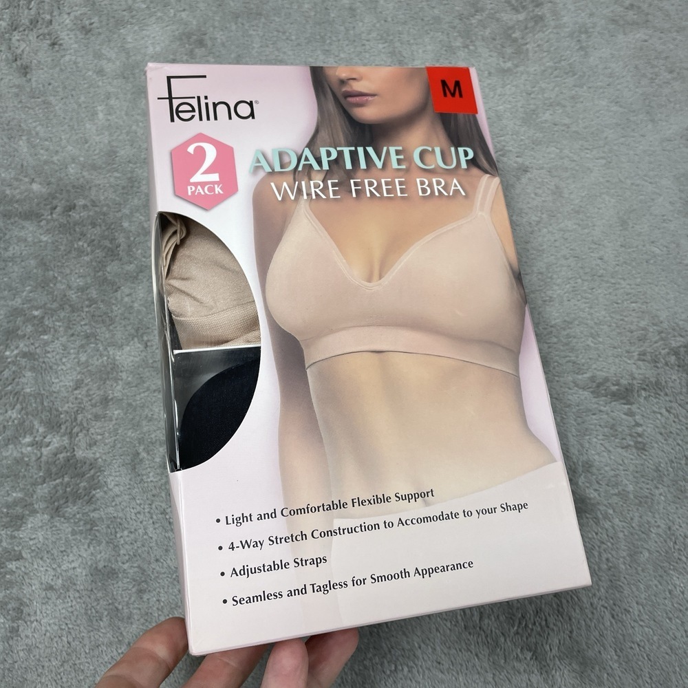 Felina Womens M Adaptive Cup Wire Free Bra Beige d1112